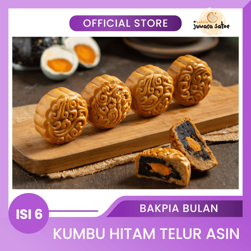 

BAKPIA JUWARA SATOE [ Isi 6 ] Bakpia Bulan Kumbu Hitam Telur Asin - Oleh Oleh Khas Jogja
