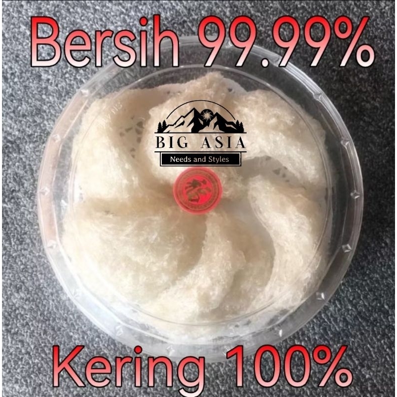 

Sarang burung walet 50gr alami natural bersih 99% tanpa kimia siap rendam 50 gram untuk minuman herbal
