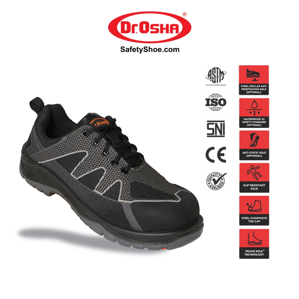 Dr OSHA Wolfar 3107 S1 Steel Safety Shoes - Black