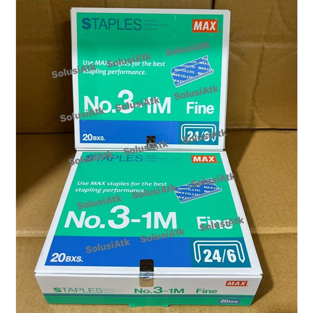 

ORIGINAL!! ASLI !! Max staples no.3-1M - Max isi staples no.3 - Max no.3 ukuran 24/6 leg length 6mm (1/4") - 1box 20pc