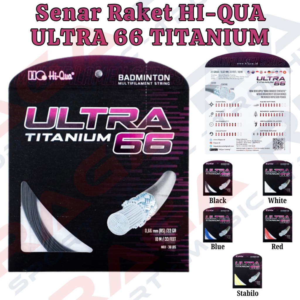 Hi-Qua Senar Raket Badminton Bulutangkis Ultra 66 Titanium