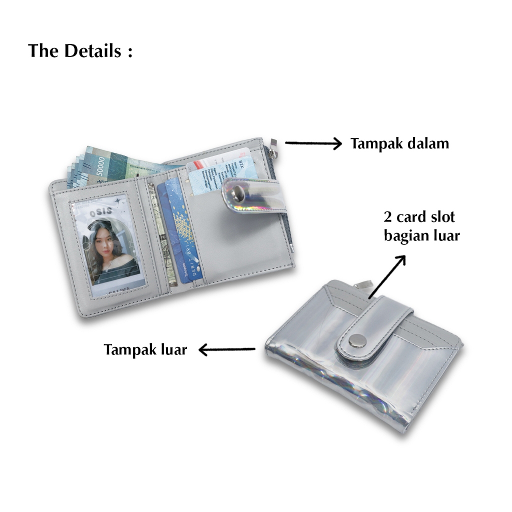 

ID DOMPET LIPAT MINI WANITA MURAH HOLOSHINE WALLET AESTHETIC MOTIF HOLOGRAM LUCU