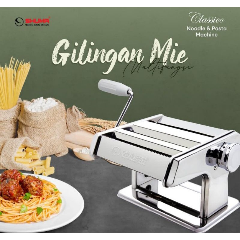 SHUMA CLASSIC AM 150 - Pembuat Mie dan Pasta Manual dengan 9 Tingkat Ketebalan