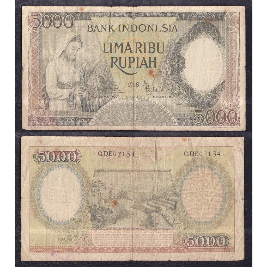 Uang kuno 5000 rupiah  tahun 1958 #seri Pekerja-1