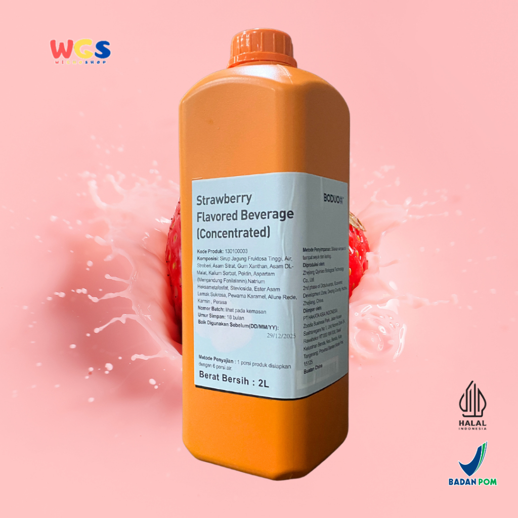 

BODUO Syrup Strawberry Flavored Beverage (Concentrated) 2L - Boba - Buble Tea Halal & BPOM