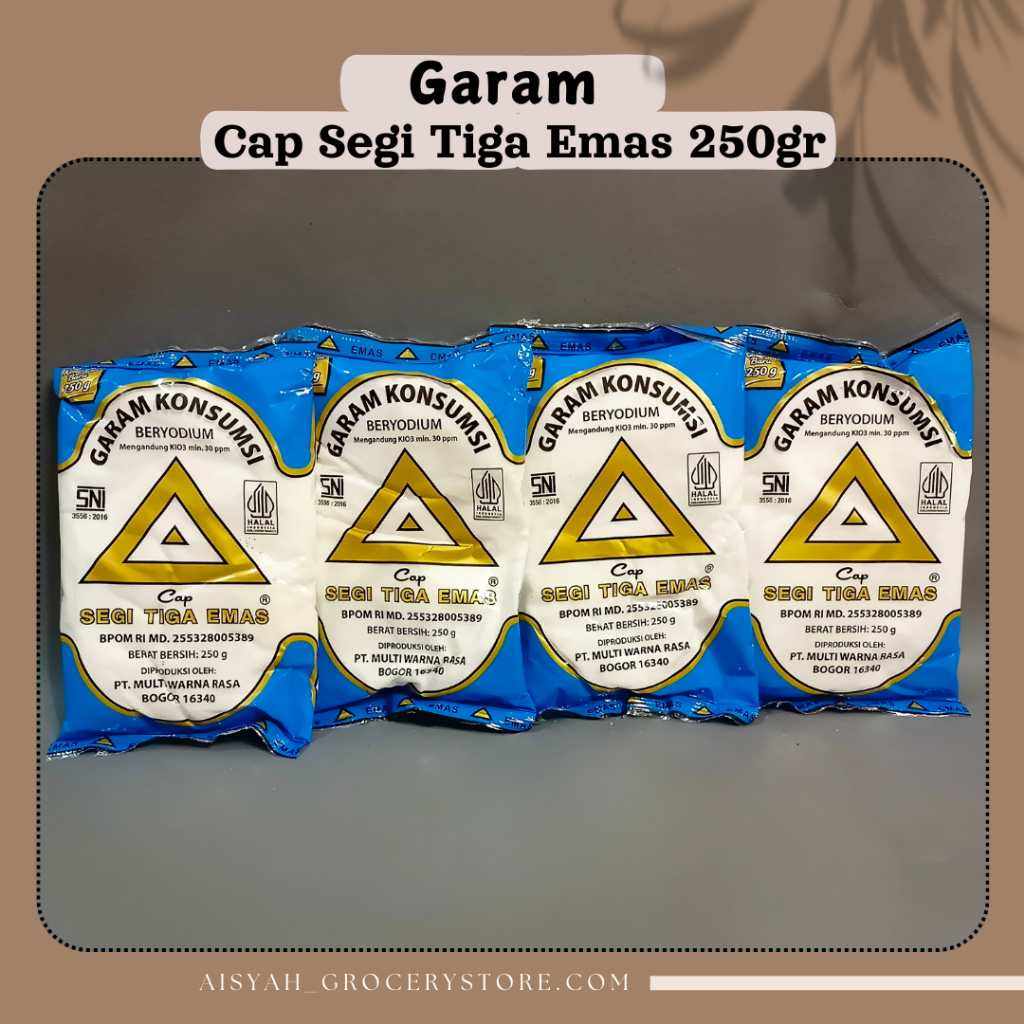 

Garam Dapur I Garam Beryodium Cap Segi Tiga Emas (250 gr). ♛A_GroceryStore♛