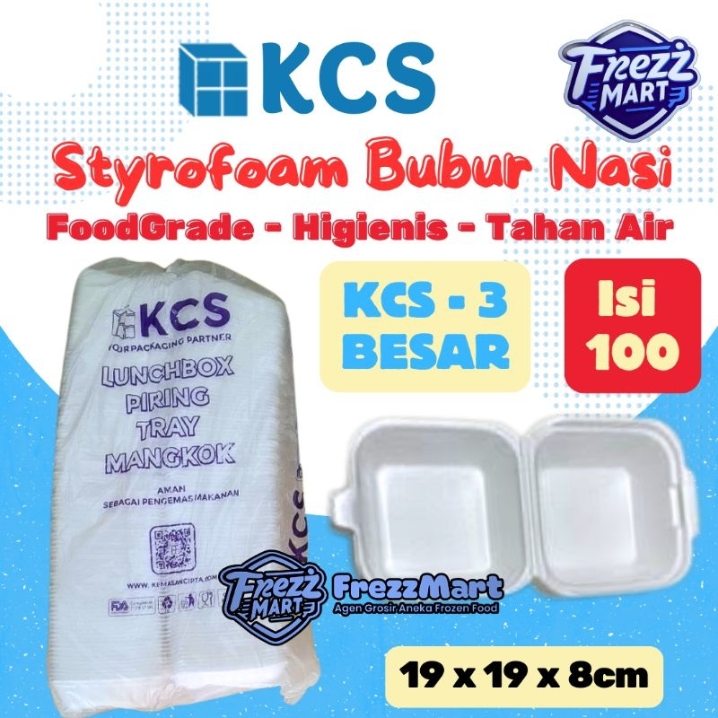 Foam KCS 3 Polos Besar isi 100Pcs Styrofoam Sterofoam Lunch Box Bubur Nasi Mie Ayam Geprek