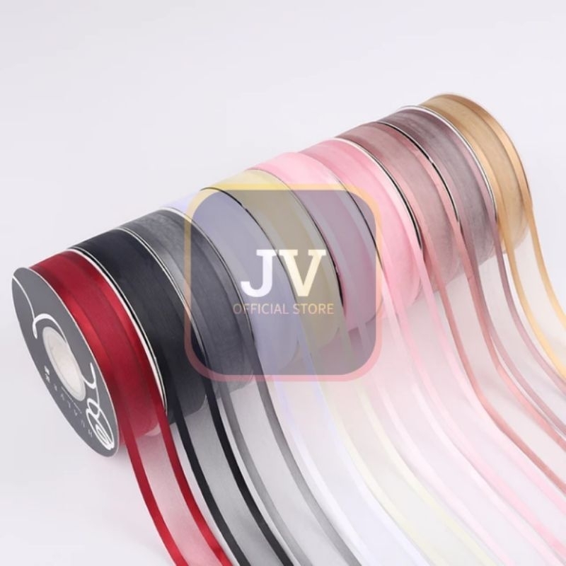 

(1 METER/100 CM) Pita Impor Semi Transparan Solid Color Edge Untuk Buket Bunga Valentine & Hampers, Flower Wrapping Paper Celophane Import