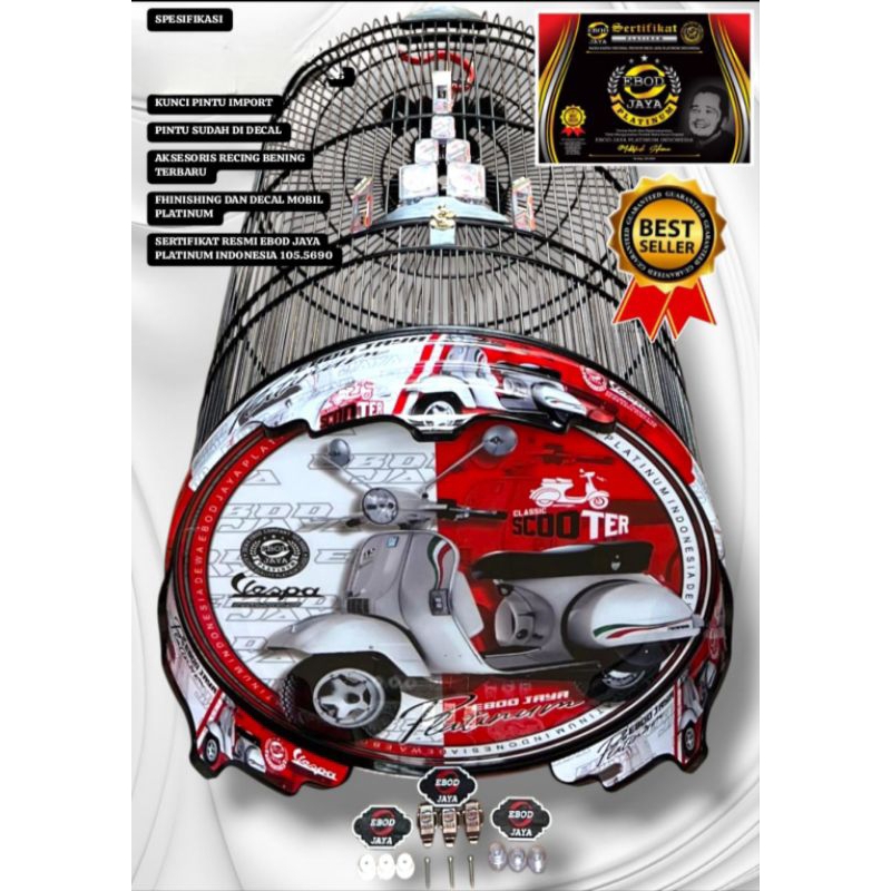 (KARGO)KANDANG SANGKAR MURAI EBOD JAYA PVC NEW DECAL VESPA