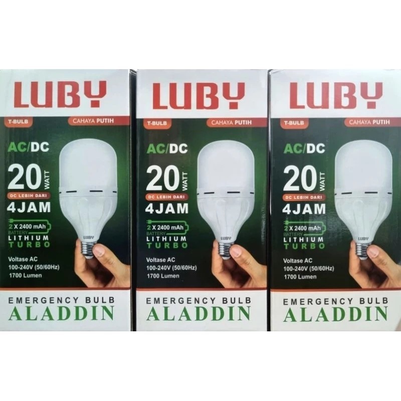 Lampu LED Emergency Luby Aladdin 20W/20 watt / Lampu AC DC 20 w / 20 Watt