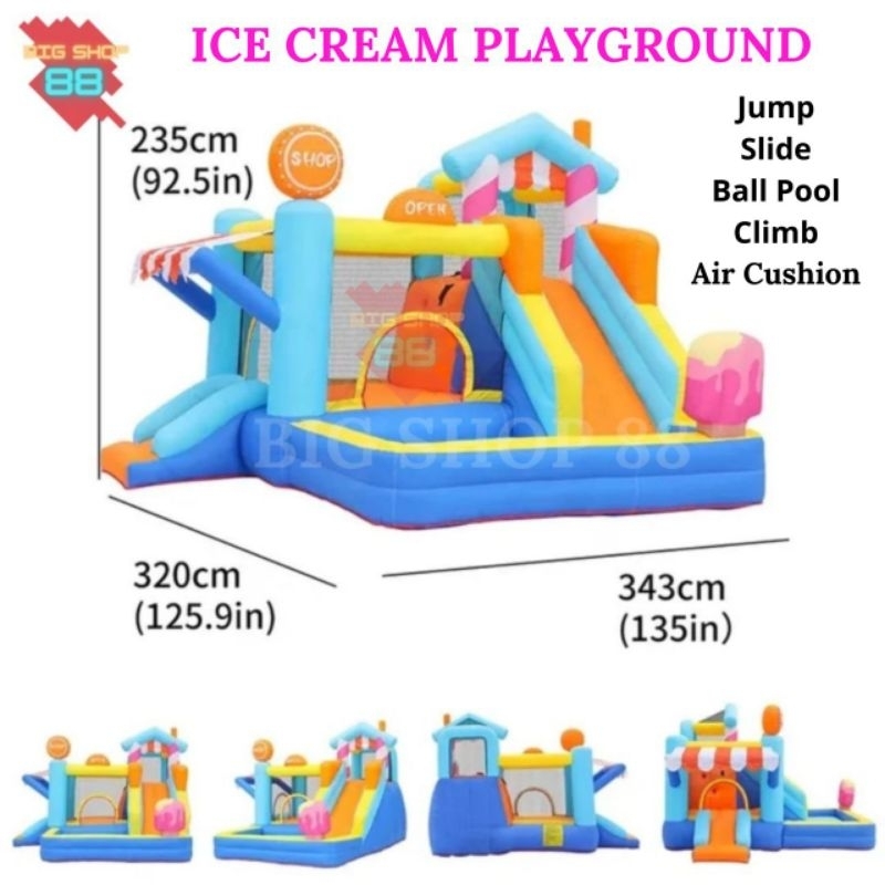 Mainan Anak Rumah Istana Balon Bouncy Jumping Castle Ice Cream Playground