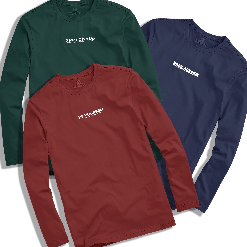 Telah Hadir Paket Kaos Lengan Panjang 2pcs dan 3pcs Murah  Kaos Distro pria Dewasa
