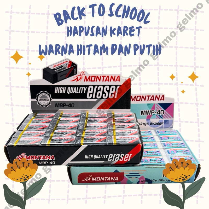 

1pc Penghapus hapusan kecil eraser hitam putih pensil pinsil montana M2000 ujian sekolah TK SD paud bimba les belajar gelmo
