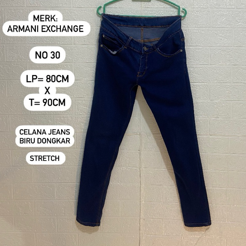 PRELOVED ARMANI EXCHANGE ORI CELANA JEANS BIRU DONGKAR STRETCH  (No 30) (LP=80cm x T=90cm)