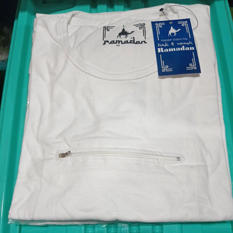 KAOS OBLONG PRIA KANTONG DEPAN/KAOS PUTIH PRIA UMROH SAKU DEPAN/KAOS OBLONG HAJI DAN UMROH,