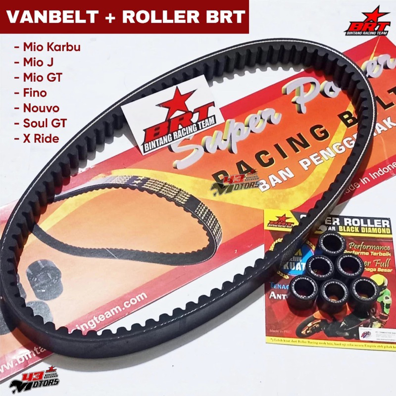 𝟒𝟑𝐌𝐎𝐓𝐎𝐑 BRT - MIO J VANBELT (VBELT) + ROLLER BRT MIO J / MIO KARBU / FINO / NOUVO ORIGINAL BRT 100%