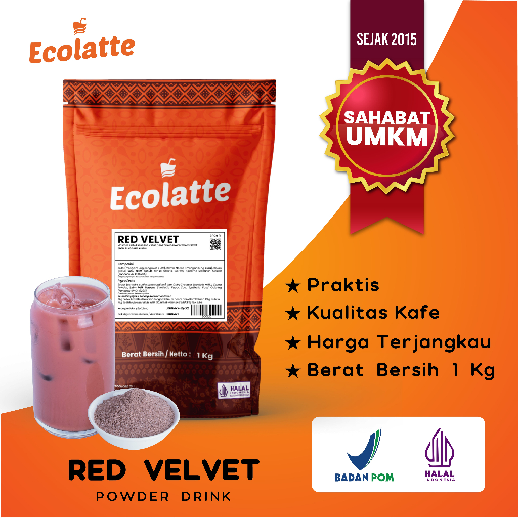 

Ecolatte Red Velvet 1 Kg Bubuk Minuman Aneka Rasa Instant Halal BPOM Premium Kekinian Terlengkap
