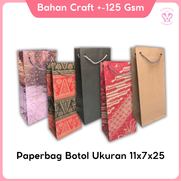 

Paper Bag Botol Ukuran 11x7x25 Polos & Motif/ Paperbag Hajatan / Tas kertas Bahan Craft/ Tas sovenir / Paperbag murah / Gifr Bag