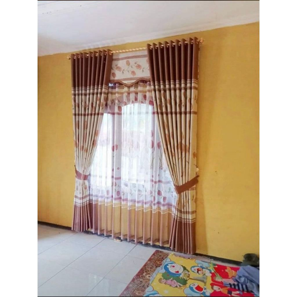 Gorden Jendela Besar 9 Gelombang Custom Ukuran Panjang Bahan Blackout Import Murah Model Smokring