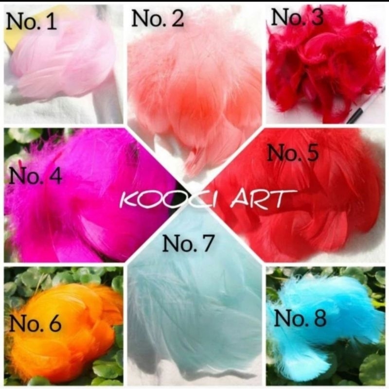 Bulu ayam hias bahan dekorasi bahan craft bulu angsa rainbow 15cm bulu ayam dekorasi prakarya