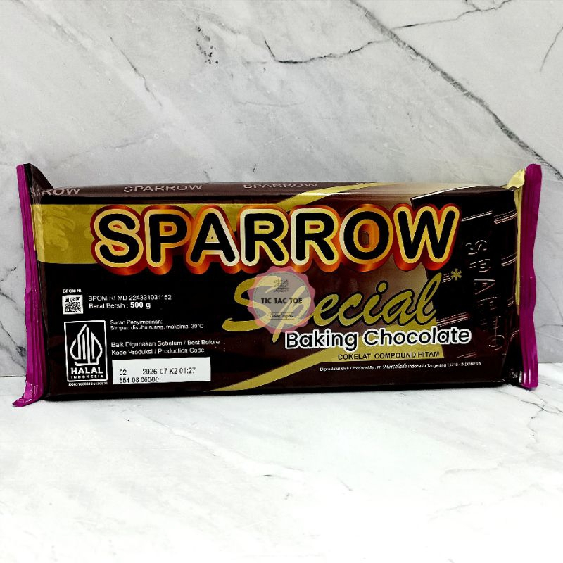 

Chocolate Compound Sparrow 500gr / Cokelat Batang Dark Compound