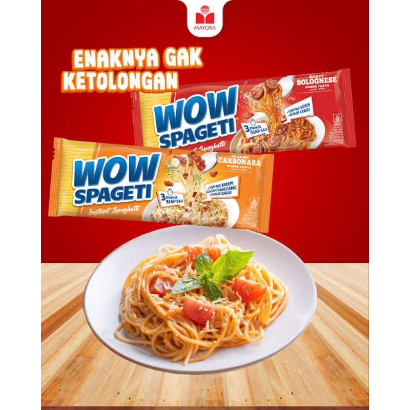 

Mayora WOW Spaghetti Instant Creamy Carbonara 88gr / Meaty Bolognese 84gr