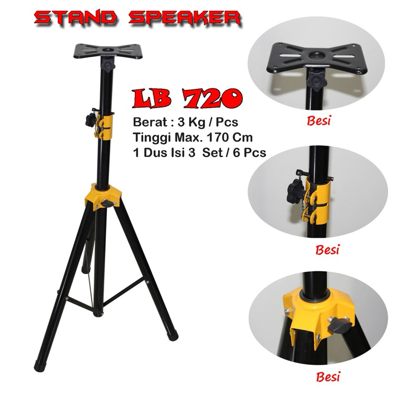 Stand Speaker LB 720 / LB720 / LB-720 Tripod Speaker Full Besi Harga 1 Set