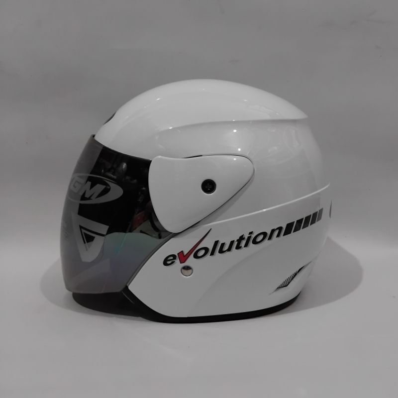 HELM GM EVOLUTION WARNA PUTIH KACA PELANGI ORIGINAL SNI