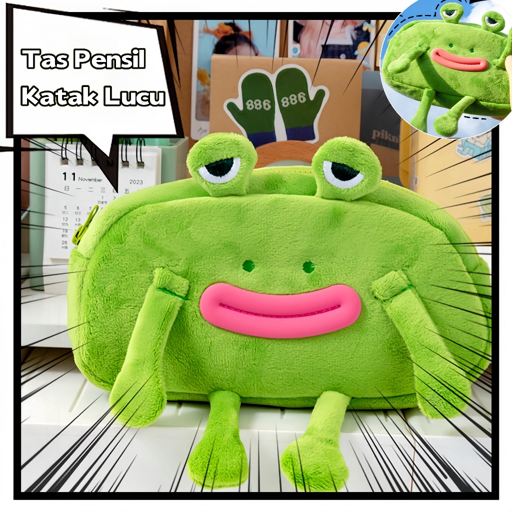 

[COD✅]Tas Pensil Katak Lucu Mulut Besar Tempat Pensil Anak Sekolah Funny Big Mouth Frog Cartoon Pencil Case