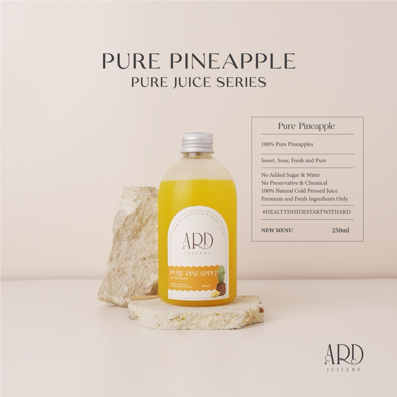 

100% Pure Pineapple Cold Pressed Juice ARD Juicery 250ml Natural, Pure and Fresh Juice