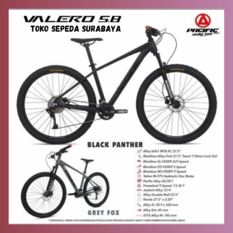 SEPEDA MTB 27.5 PACIFIC VALERO 5.8 ALLOY 9 SPEED MURAH / SEPEDA GUNUNG PACIFIC VALERO 5.8 BERKUALITA