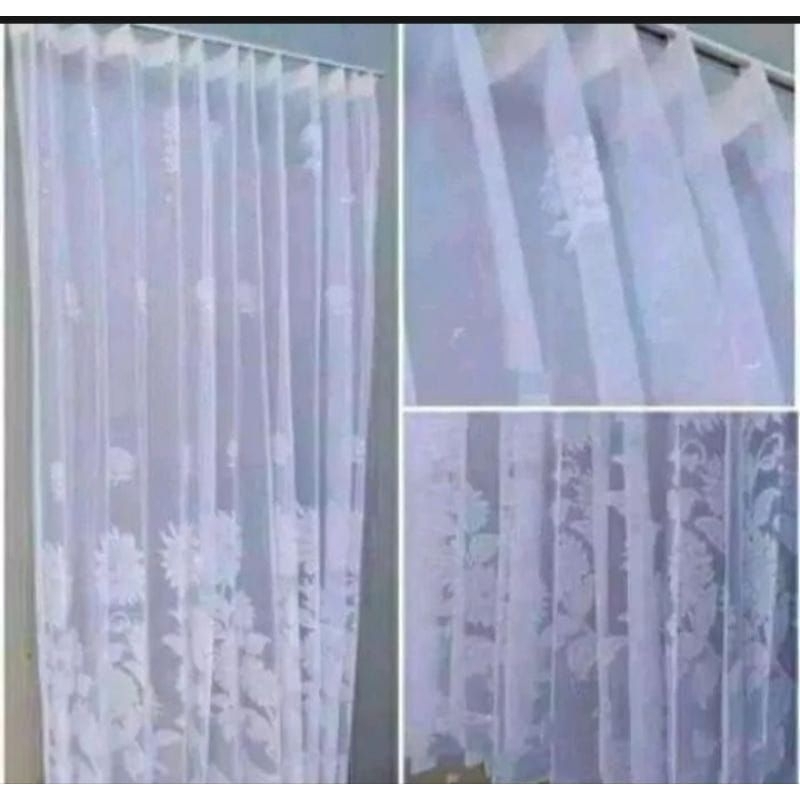Gorden vitrase motif bunga matahari gorden siang transparan