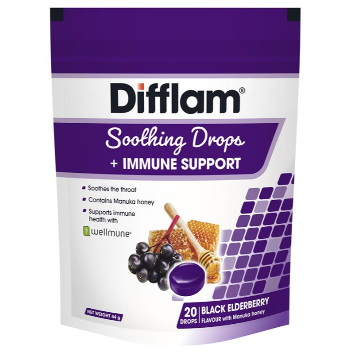 

Difflam Soothing Drops + Immune Support Black Elderberry 20 Drops