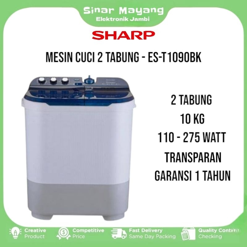 Mesin Cuci SHARP ES-T1090/ Mesin Cuci 2 Tabung 10 Kg SHARP/ Garansi Resmi SHARP