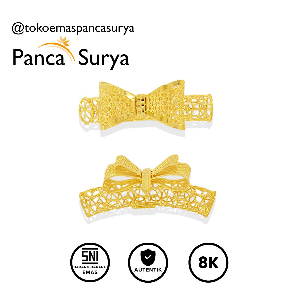 Liontin Charm Pita Pipa Bambu Krawang  Yellow Gold  Kadar Emas 8K (tanpa gelang tali).