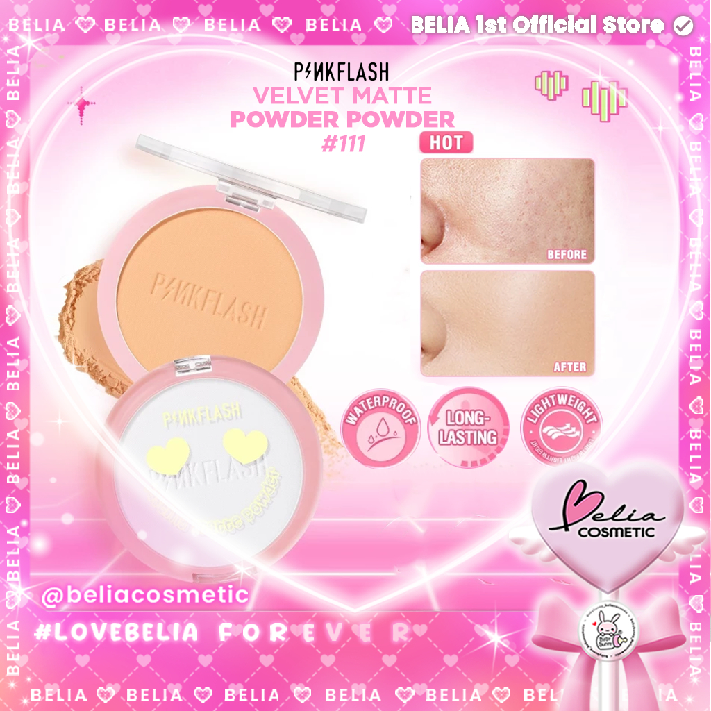 ❤ BELIA ❤ PINKFLASH OhMySelf Pressed Powder #111 Long-lasting Matte Lightweight | Bedak Padat