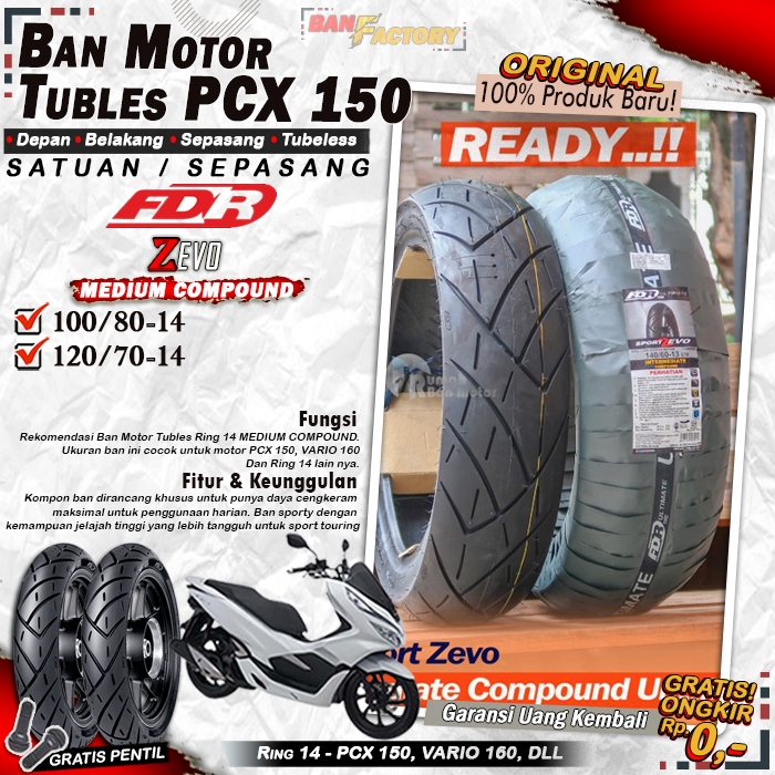 Ban Motor PCX FDR Zevo Ring 14 Tubles Ban Motor Tubeless PCX 150 Vario 160 Ring 14 Tubles
