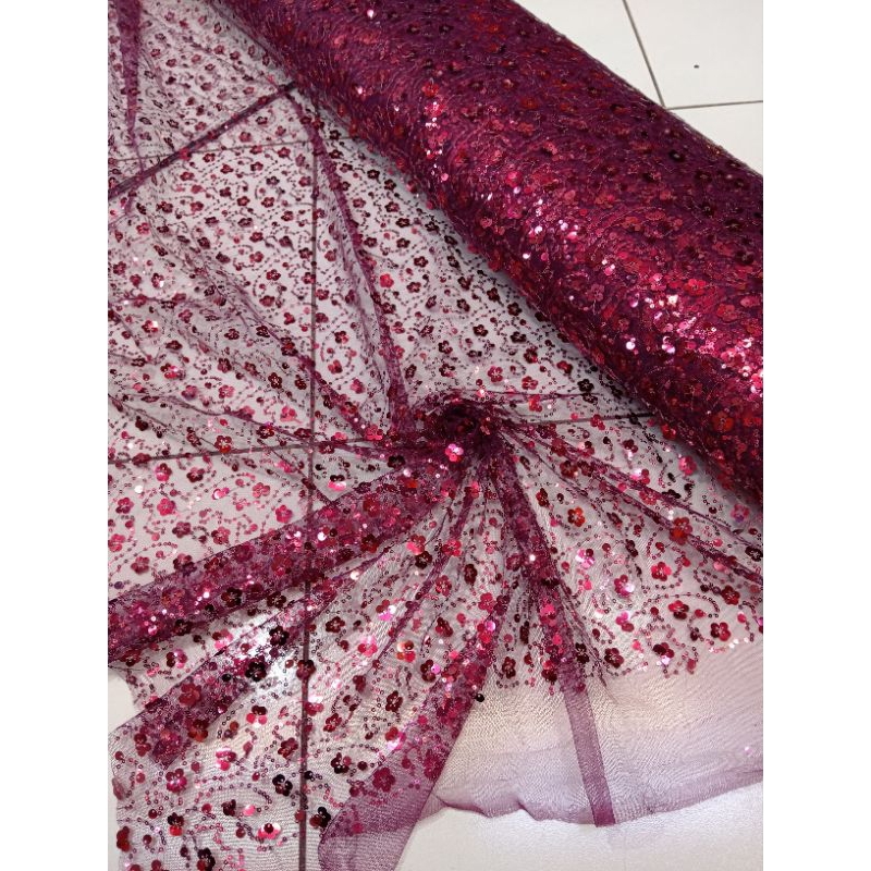 kain/bahan tile spingkle bunga mutiara/non mutiara