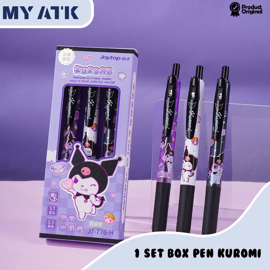 

3PCS Pen Mekanik Black Gel Sanrio Kuromi Cute / Pulpen Gel Mekanik 0.5mm