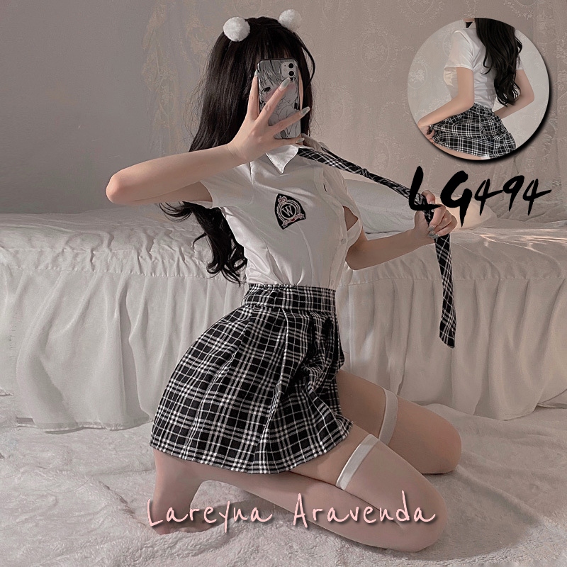 Promo Lareyna Aravenda Set Lingerie Seksi Model Costume British School Uniforms Lg494