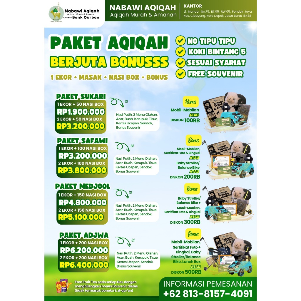 

Paket Aqiqah Sukari By Nabawi Aqiqah