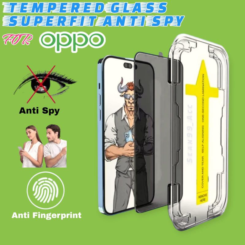Tempered Glass Superfit Anti Spy Oppo A17 A17k A18 A31 2023 A32 A33 A38 A54 A55 A56 4g 5g Anti Gores