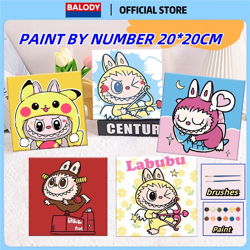 

BALODY Labubu Paint By Number Kit Kartun DIY Painting Kit Canvas Paint Digital 20x20cm