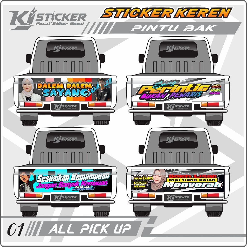 STIKER MOBIL STIKER PINTU BAK MOBIL PICK UP L300, GRANDMAX, T120SS, FUTURA, CARRY 1.0, NEW CARRY 202