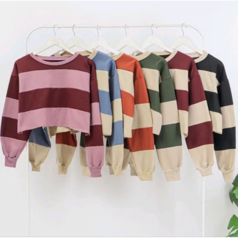 sweater strip oversize sweater crop top oversize