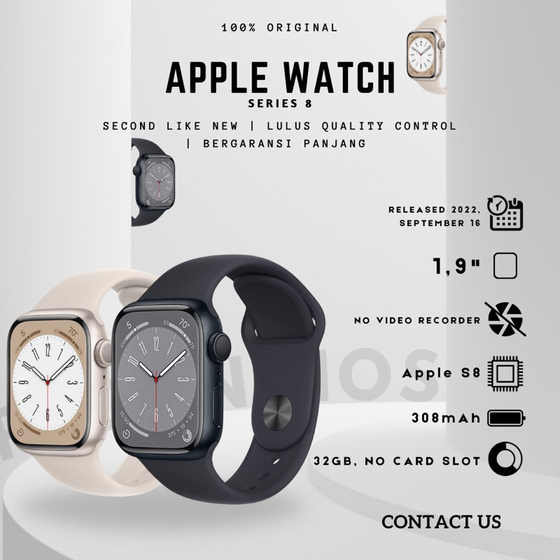 Apple Watch Series 8 45mm Second Mulus Original Fullset