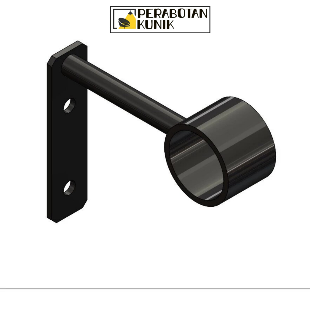 besi gantungan jemuran brecket besi ujung pipa gantungan ujung bulat dekorasi industrial