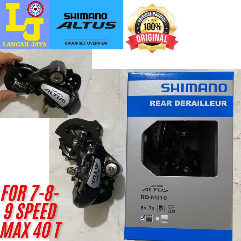 Original SHIMANO ALTUS RD 7-8-9 SPEED M310 Max 40T REAR DERAIULLER OPERAN GIGI BELAKANG SHORT CAGE S