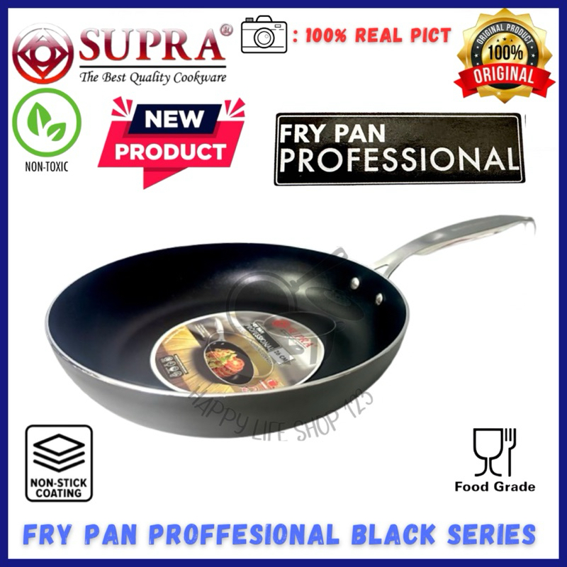 SUPRA Fry Pan Teflon Proffesional / Penggorengan Teflon Anti Lengket / Supra Fry Pan Black Series