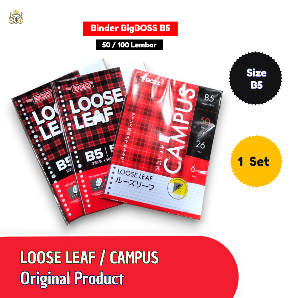 

Loose Leaf / Campuss / Binder Big Boss Refill Size B5 Untuk Menulis Catatan / Kuliah / Jurnal / Serbaguna